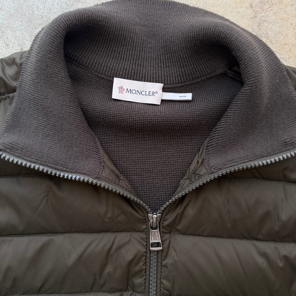 Authentic Moncler Gray Hybrid Puffer zip up cardigan Knit Sleeve jacket